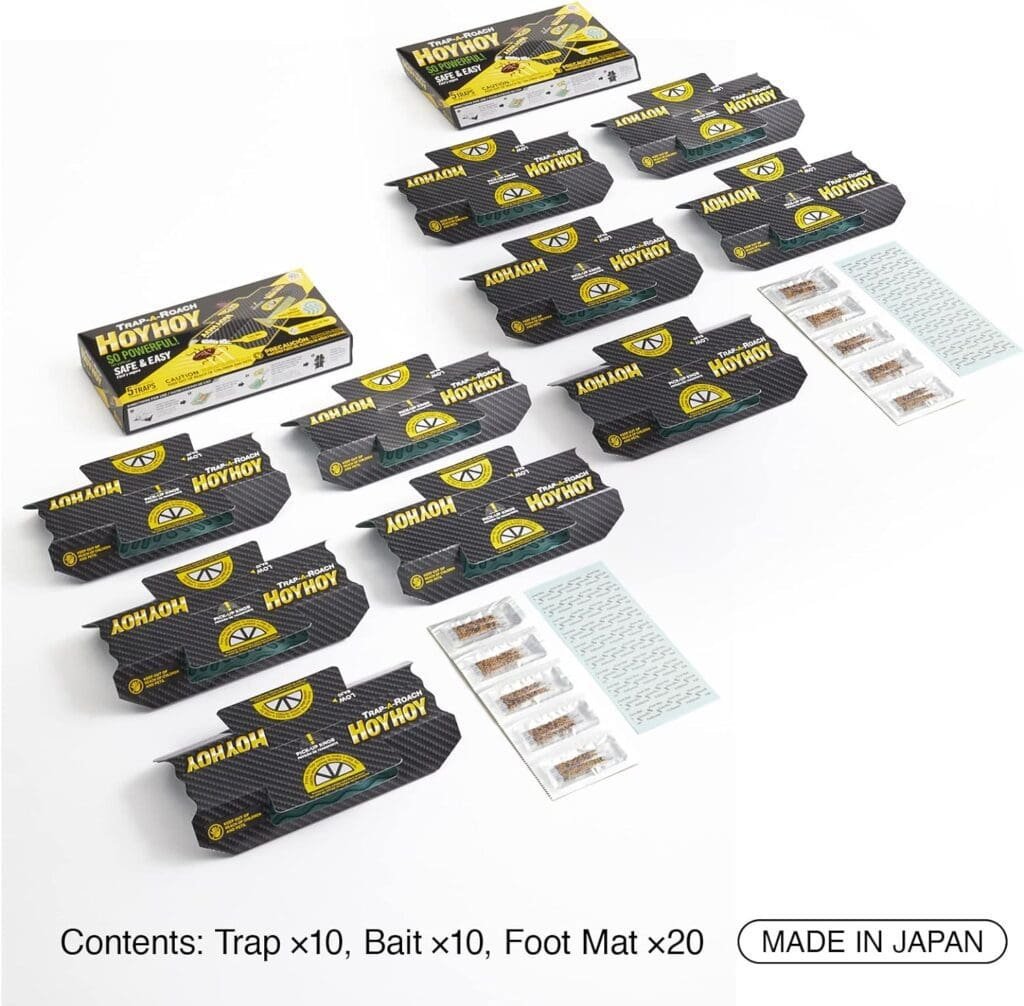 HOY HOY Trap A Roach - 10 Traps [2 Pack] Baited Glue Traps, Great for Home with Kids Pets Indoor, Sticky Pest Control Trap, Roach Killer, Made in Japan